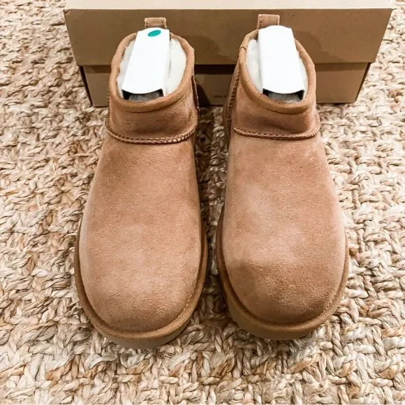 NWT UGG Classic Ultra Mini Chestnut Boots Women's Size 6 - Picture 10 of 16